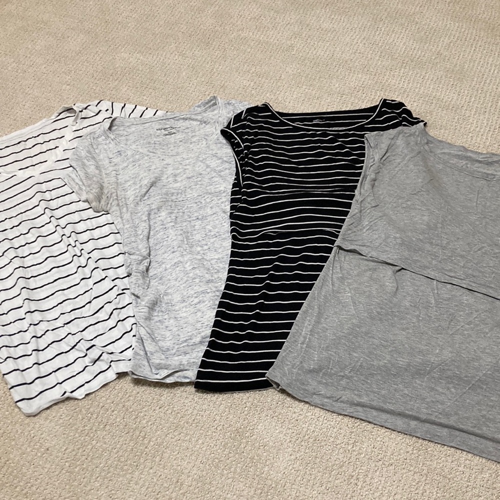 Lot of two maternity shirts (size XL and medium) and two GapBody nursing tees